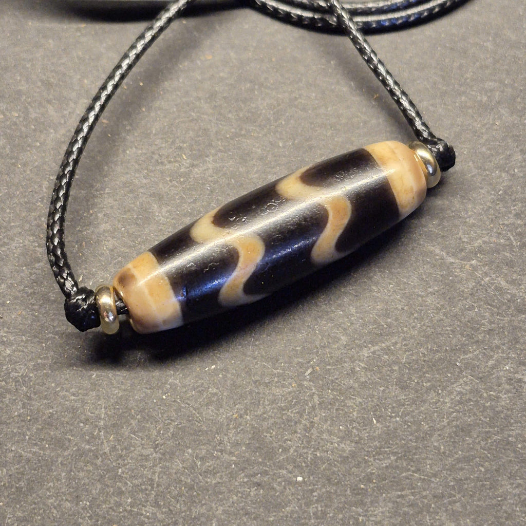Water Wave Tibetan Dzi Bead, Flow Energy Dzi Talisman, Protection Harmony Amulet