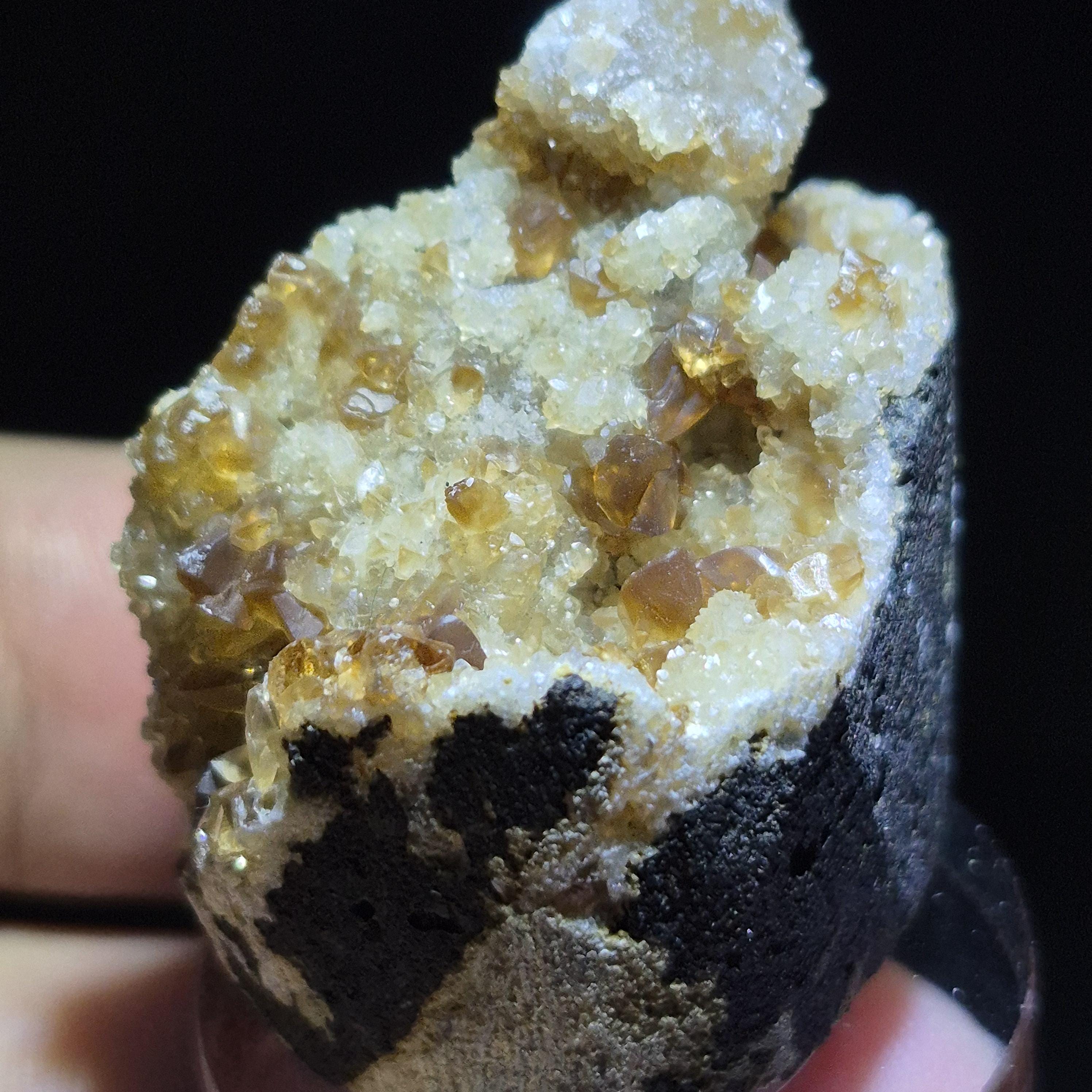Honey Calcite Crystal Cluster, Raw Calcite Stone for Mineral Collection