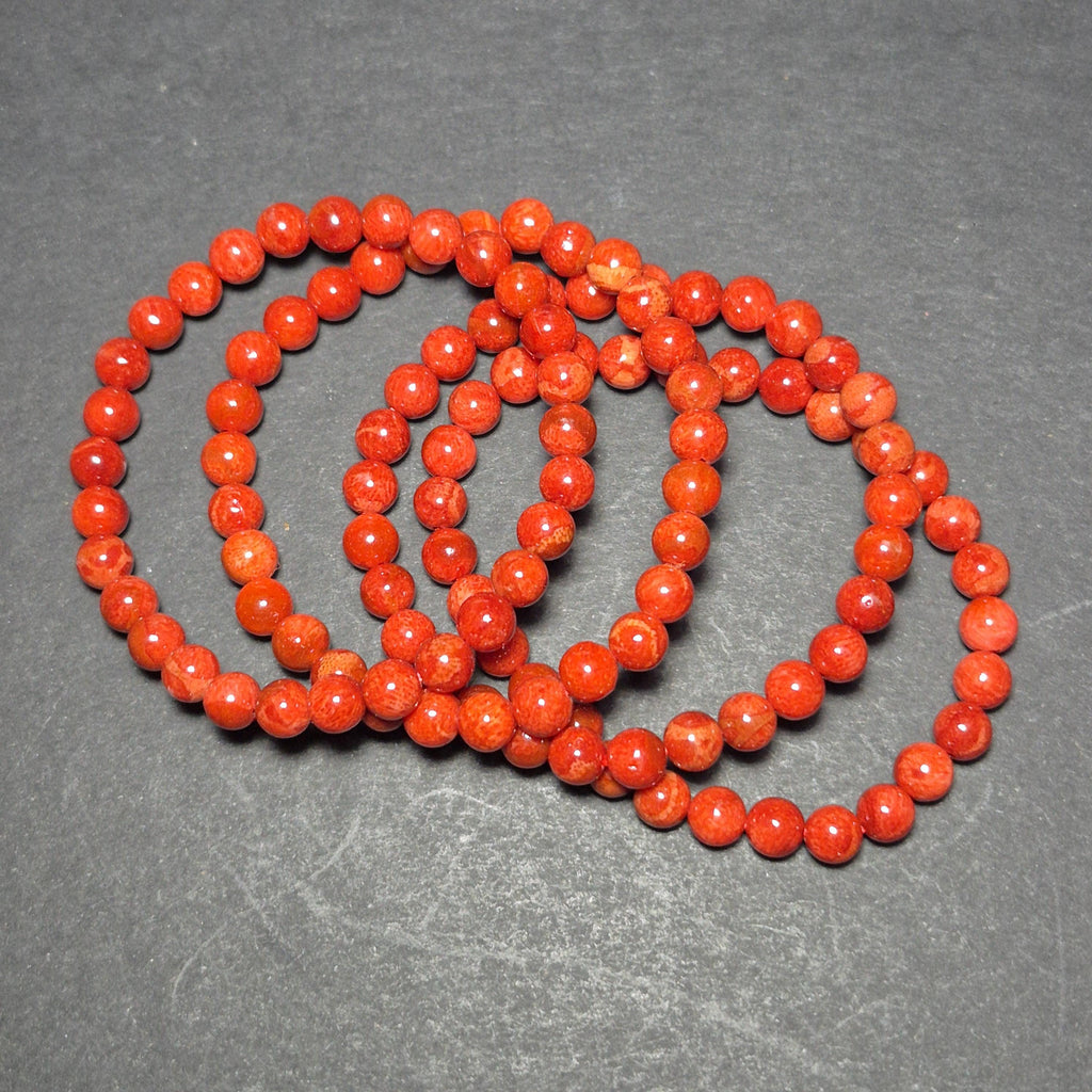 Red Coral Bracelet 6mm Bead, Natural Coral Bracelet for Women, Elegant Handmade Jewelry