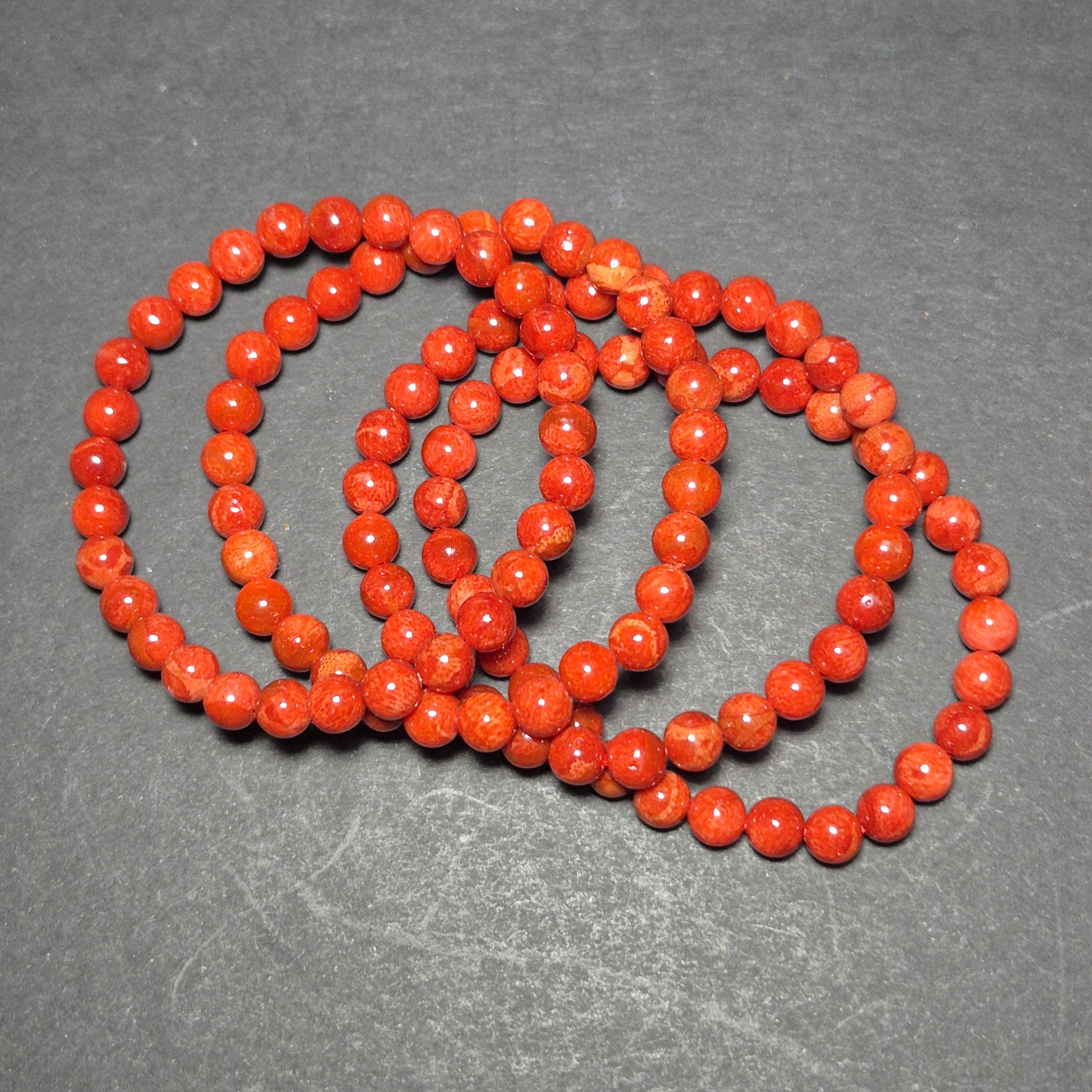 Red Coral Bracelet 6mm Bead, Natural Coral Bracelet for Women, Elegant Handmade Jewelry