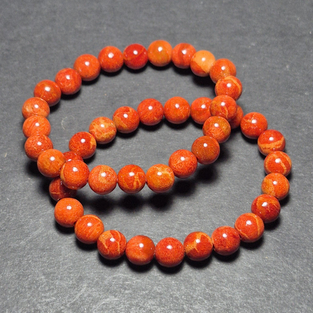 Handmade Red Coral 8mm Beads, Natural Coral Prayer Bracelet, Meaningful Spiritual Gift