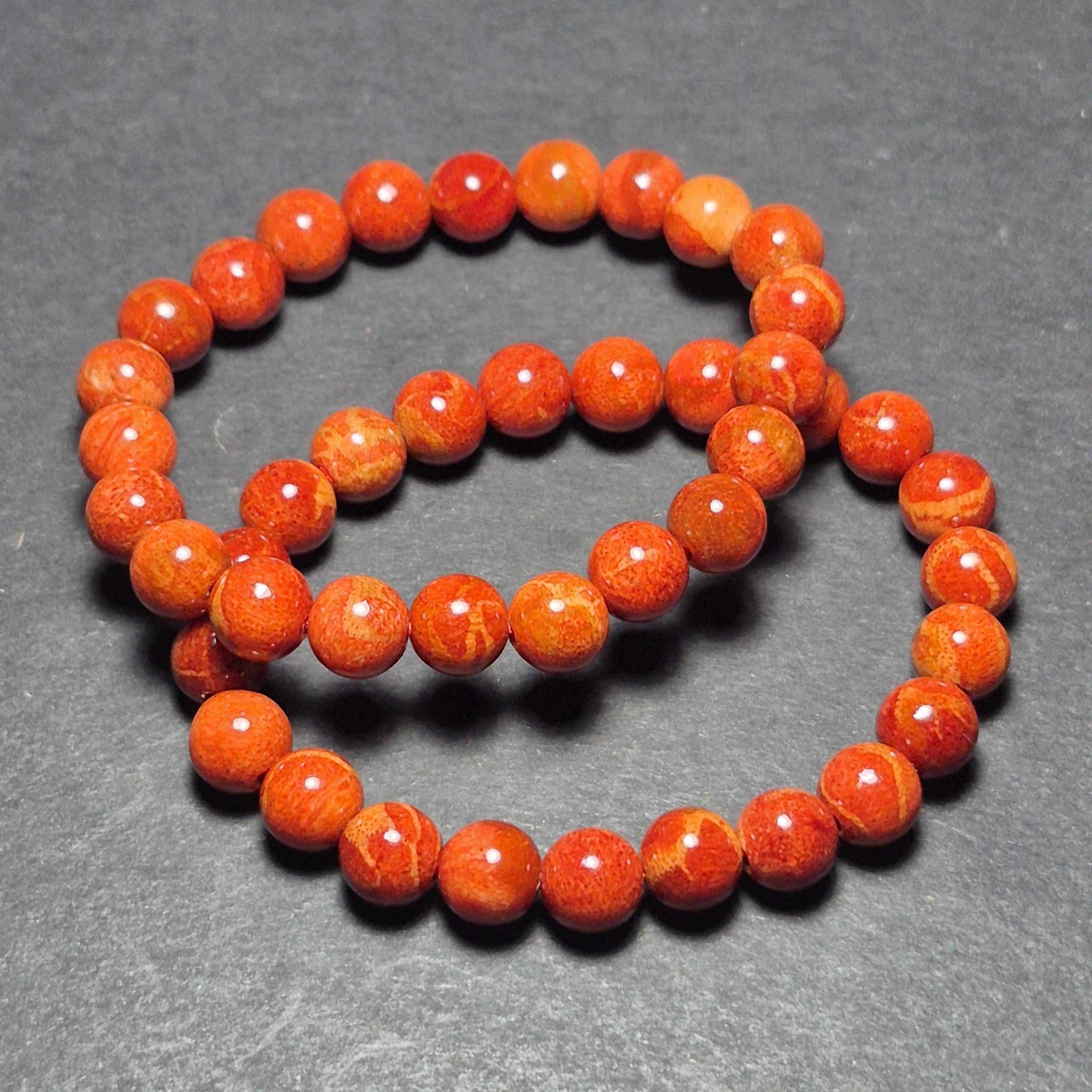 Handmade Red Coral 8mm Beads, Natural Coral Prayer Bracelet, Meaningful Spiritual Gift