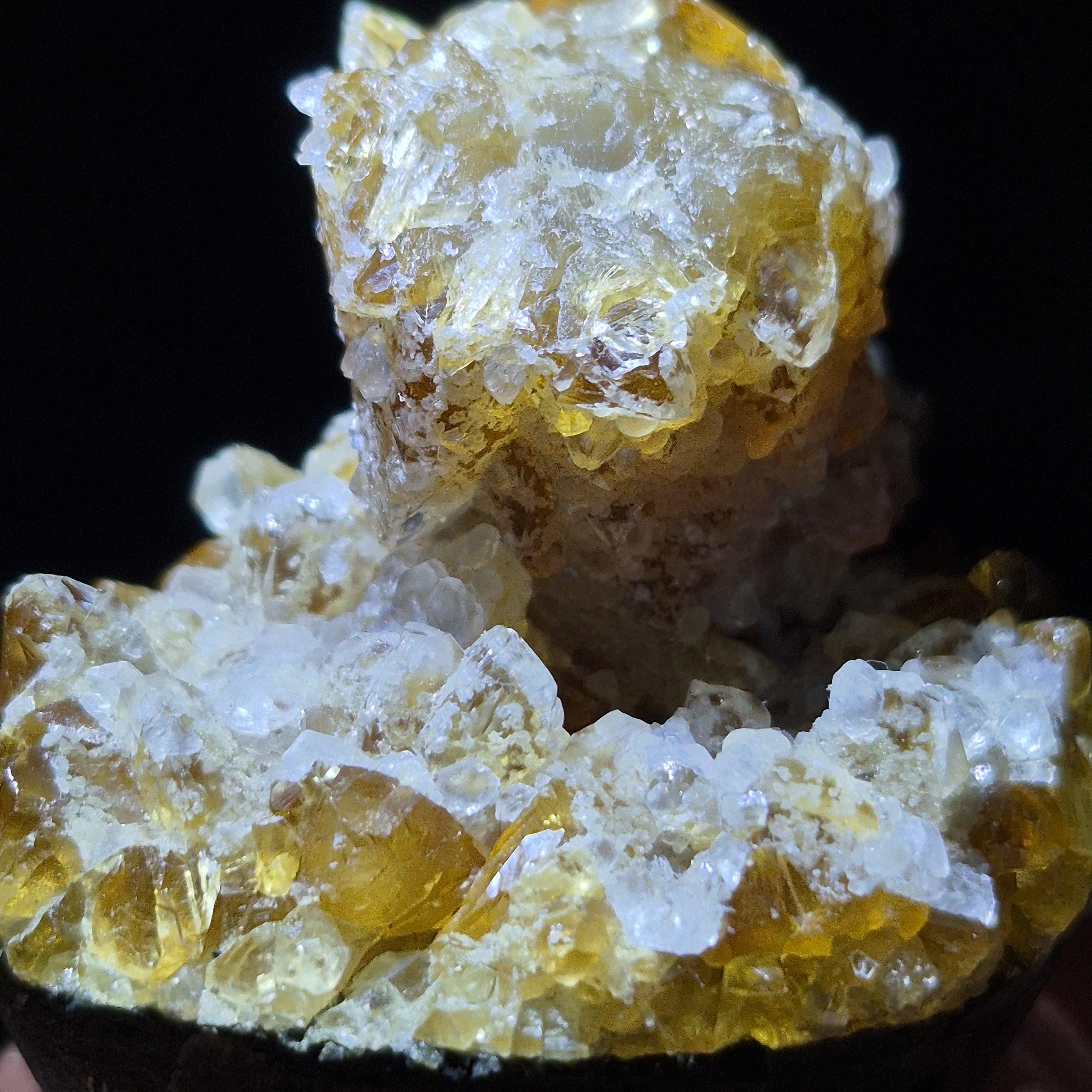 Golden Calcite Crystal Cluster – Natural Mineral Specimen for Collectors and Display