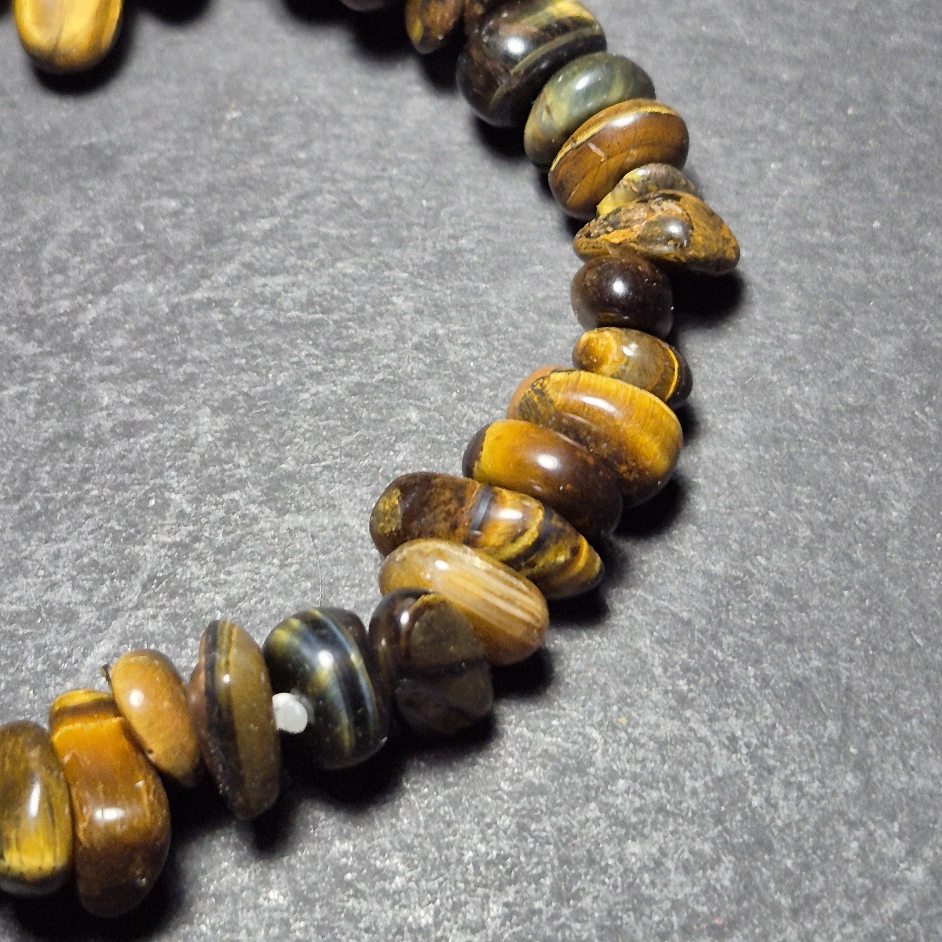 Small Tiger Eye Bead Bracelet - Lucky Feng Shui Bracelets - Handmade Stone Bracelets