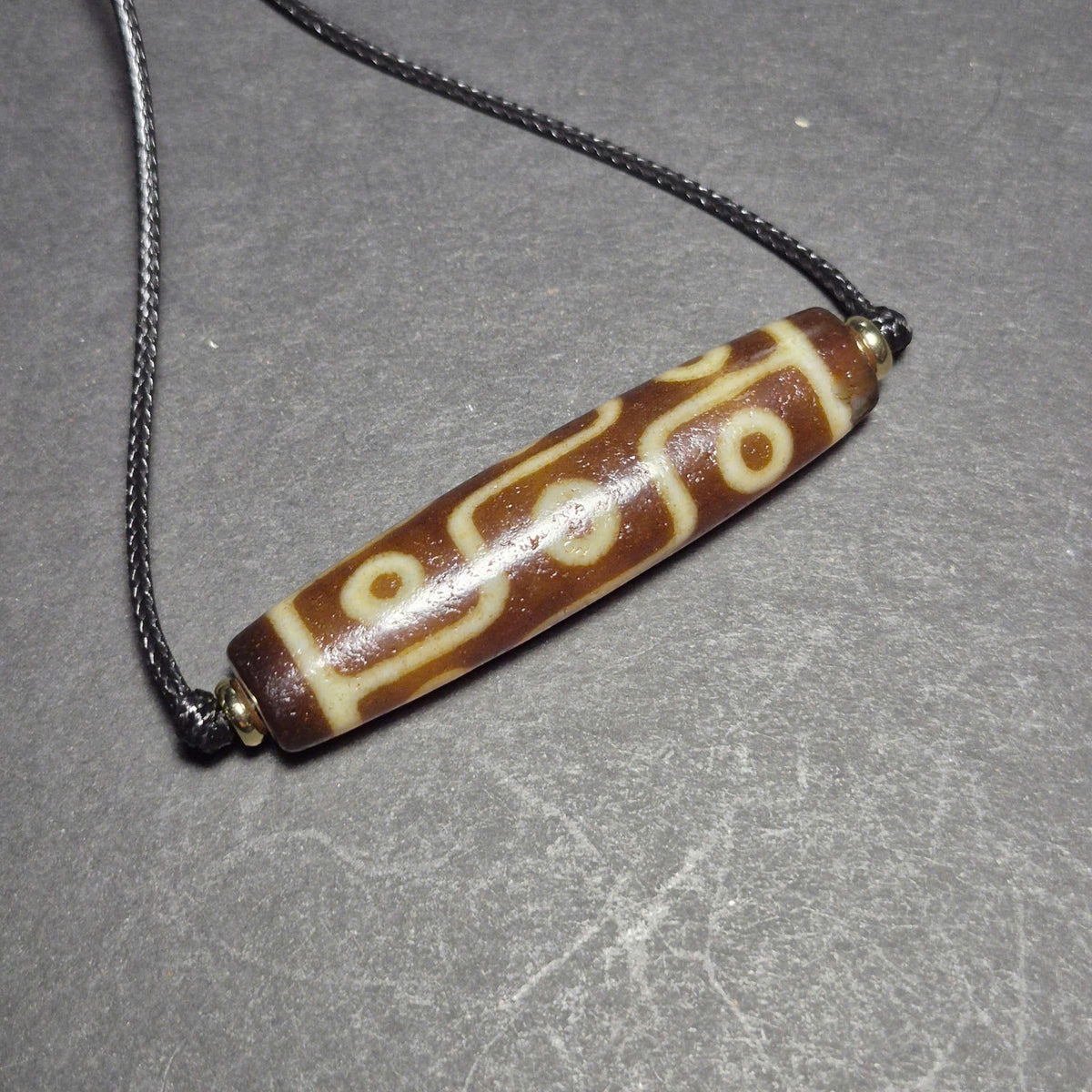 Red 9 Eye Tibetan Dzi Bead, Clear Patterns, Heavy Weathered Patina, Spiritual Amulet