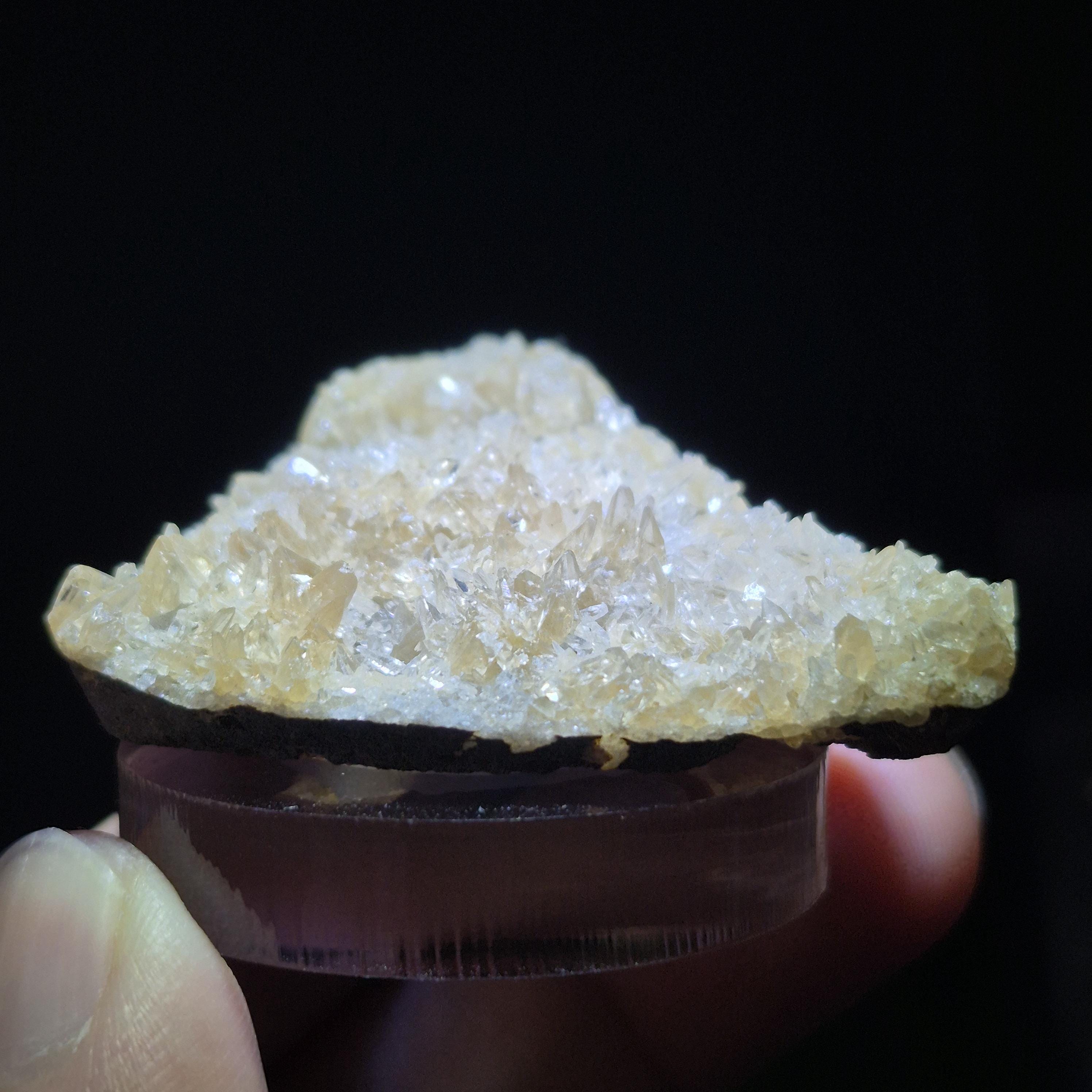 Natural Yellow Calcite Drusy Cluster - Sparkling Crystal Specimen - Raw Mineral for Collectors