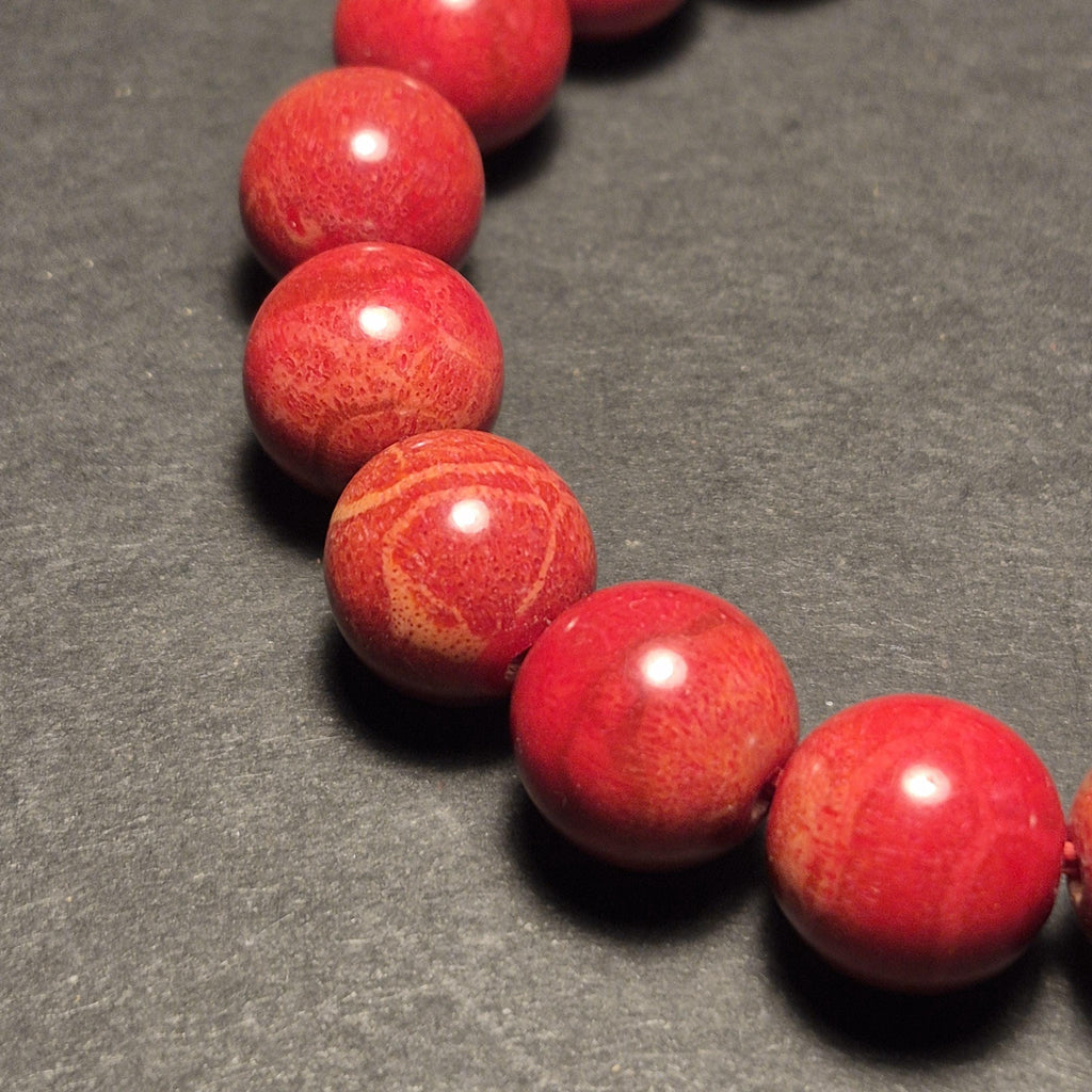 Natural Red Coral Bracelet Handmade, Genuine Coral 10mm Beads, Artisan Jewelry Gift