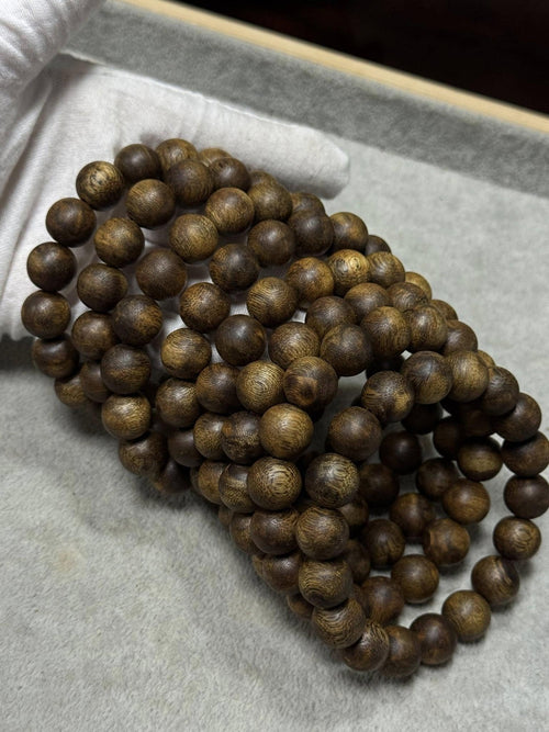 12mm Natural Agarwood Bracelet, Premium Kyara Oud Beads, Sweet Aroma Meditation Jewelry