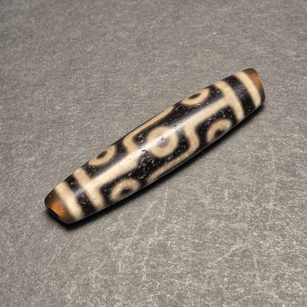 Ancient 9-Eye Tibetan Dzi Bead, Authentic Agate Amulet for Collectors