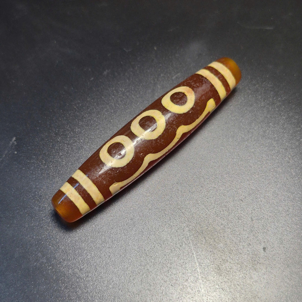 Ancient Red 5 Eyes Tibetan Dzi Bead, Five Eye Dzi Talisman, Wealth Luck Protection Amulet