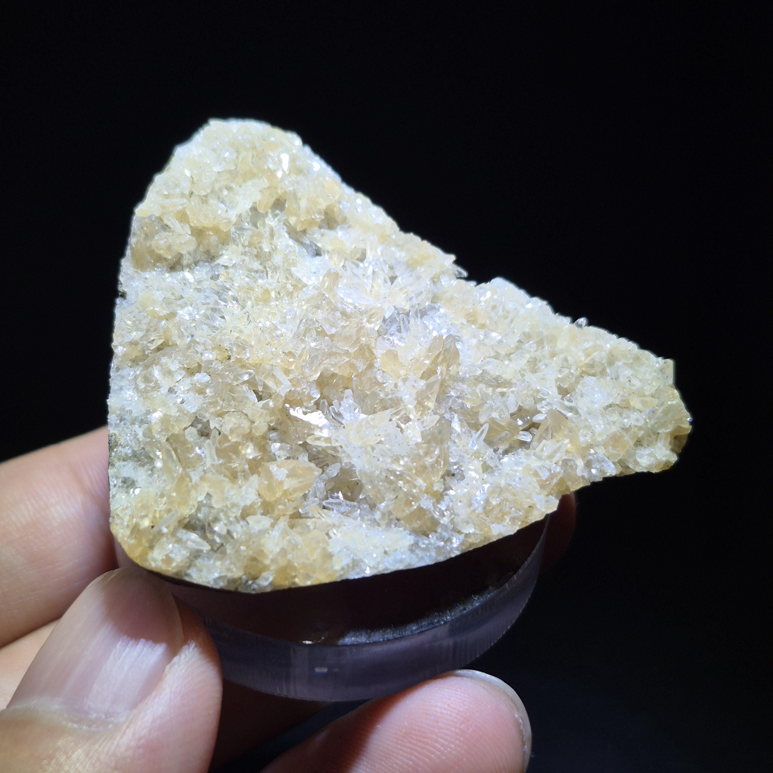Natural Yellow Calcite Drusy Cluster - Sparkling Crystal Specimen - Raw Mineral for Collectors