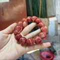 Raw Red Coral 20mm Bead Bracelet, Natural Uncoated Coral Jewelry