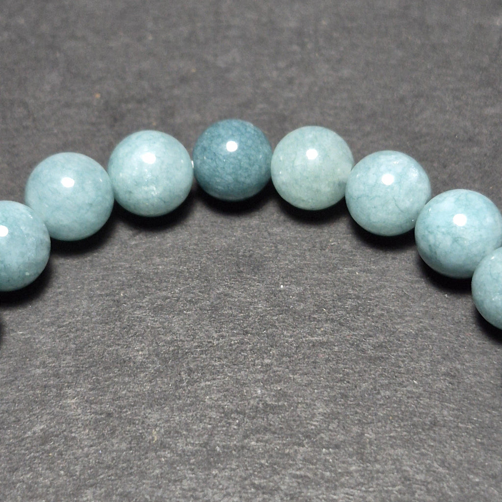 Natural Blue Jade Bracelet, Genuine Gemstone Beads Jewelry