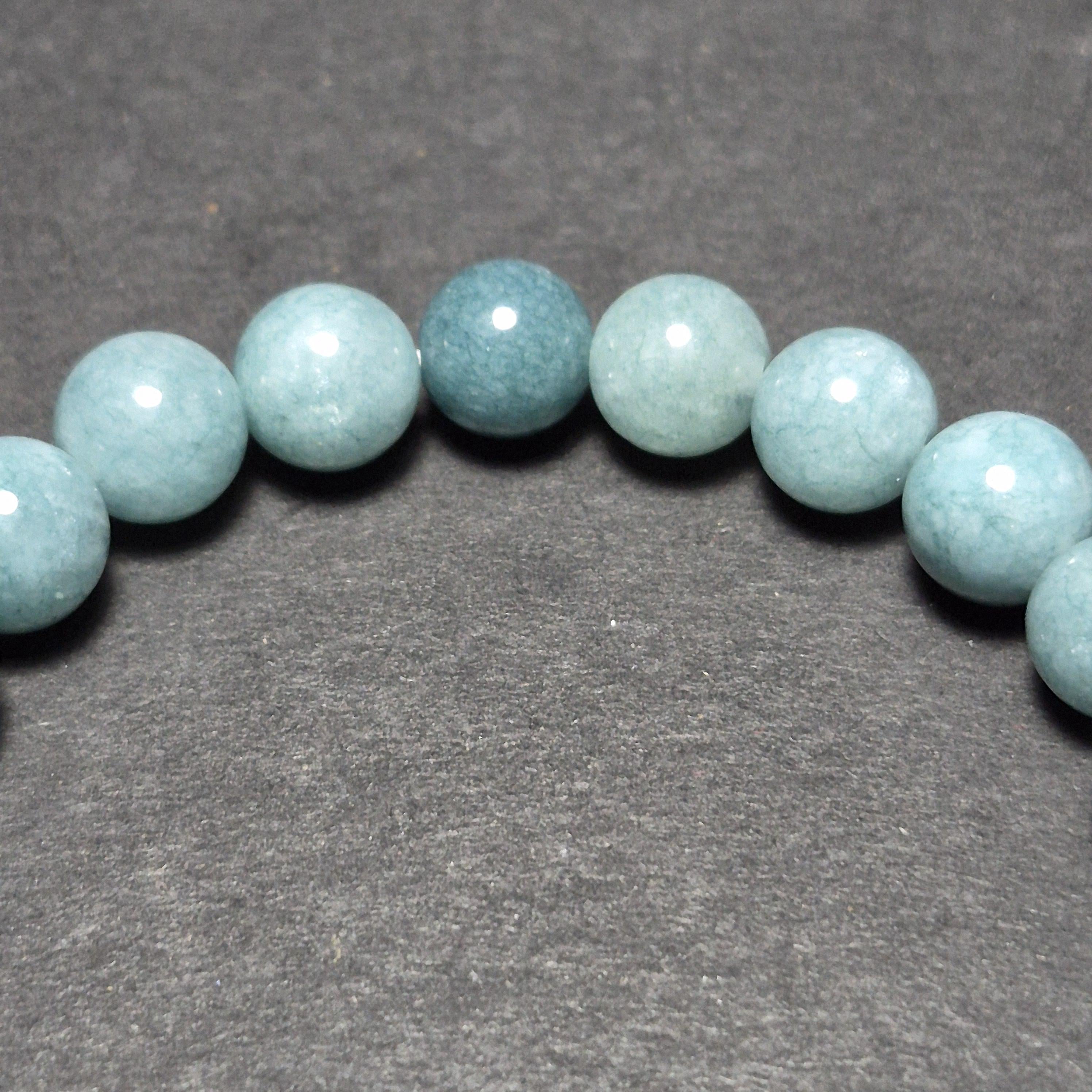 Natural Blue Jade Bracelet, Genuine Gemstone Beads Jewelry