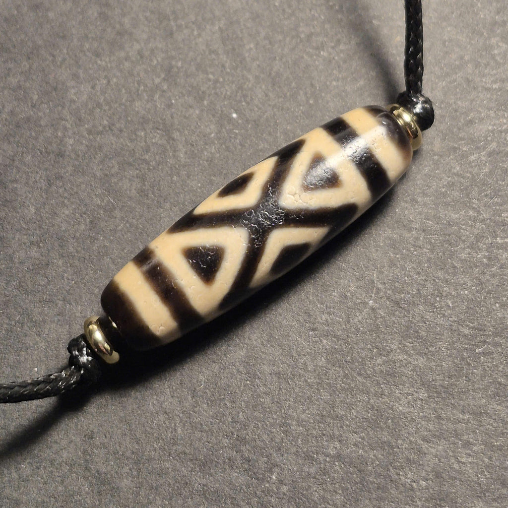 Ancient 3 Eyes Vajra Tibetan Dzi Bead, Three Eye Dorje Dzi, Strength Protection Amulet
