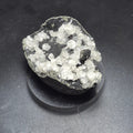 Snowy White Calcite Cluster, Raw Mineral Art Piece, Natural Crystal on Dark Stone Matrix
