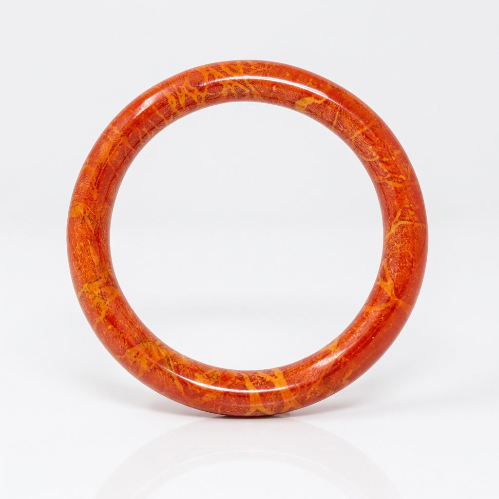 Red Coral Bangle, Custom Wrist Size, Handmade Natural Coral Jewelry