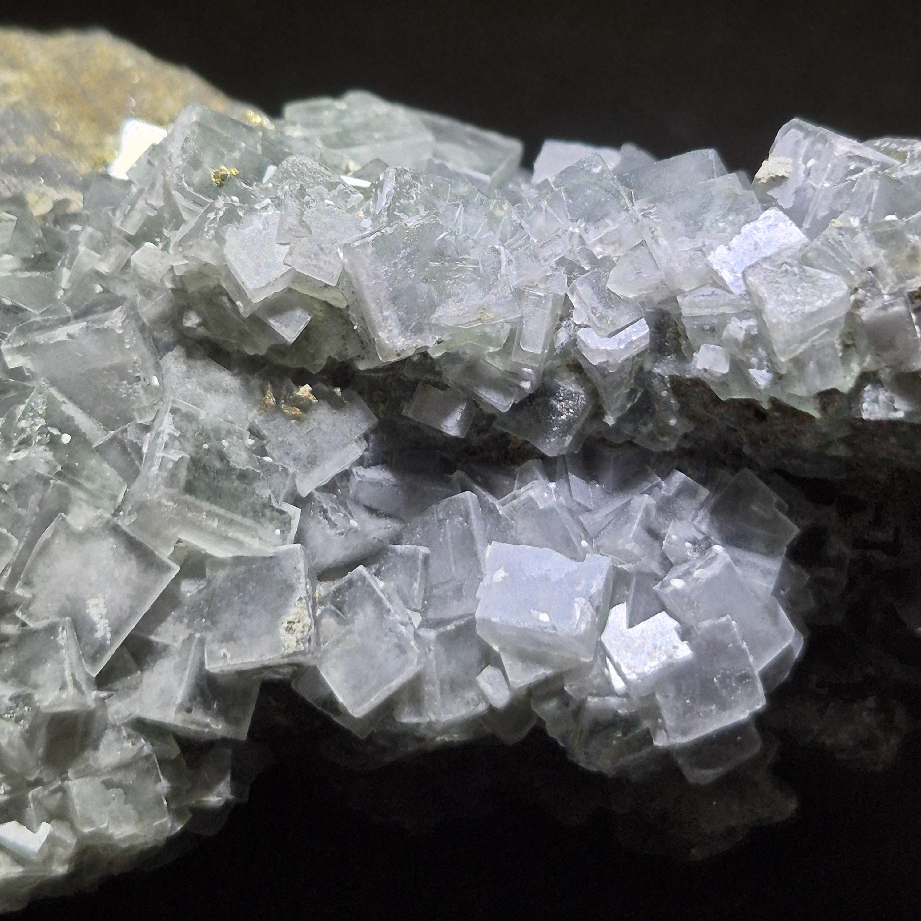 Fluorite Crystal Cluster on Matrix, Gray Cubic Crystals