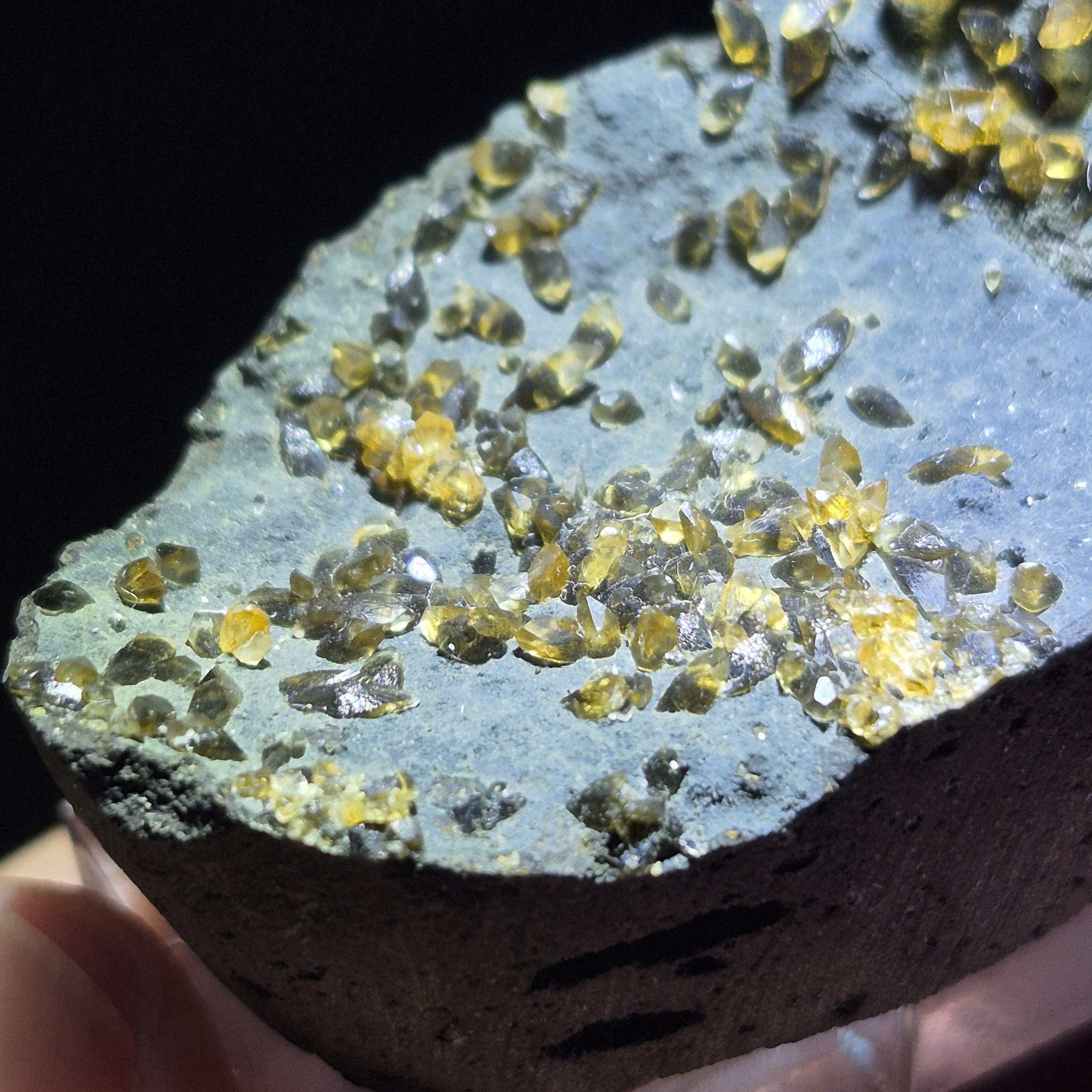 Golden Micro Crystal on Basalt Matrix – Natural Mineral Specimen