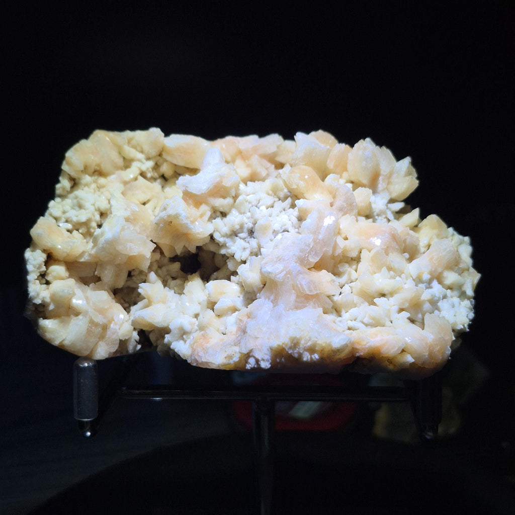 Peach Stilbite Cluster on Basalt – Raw Crystal Specimen for Collectors