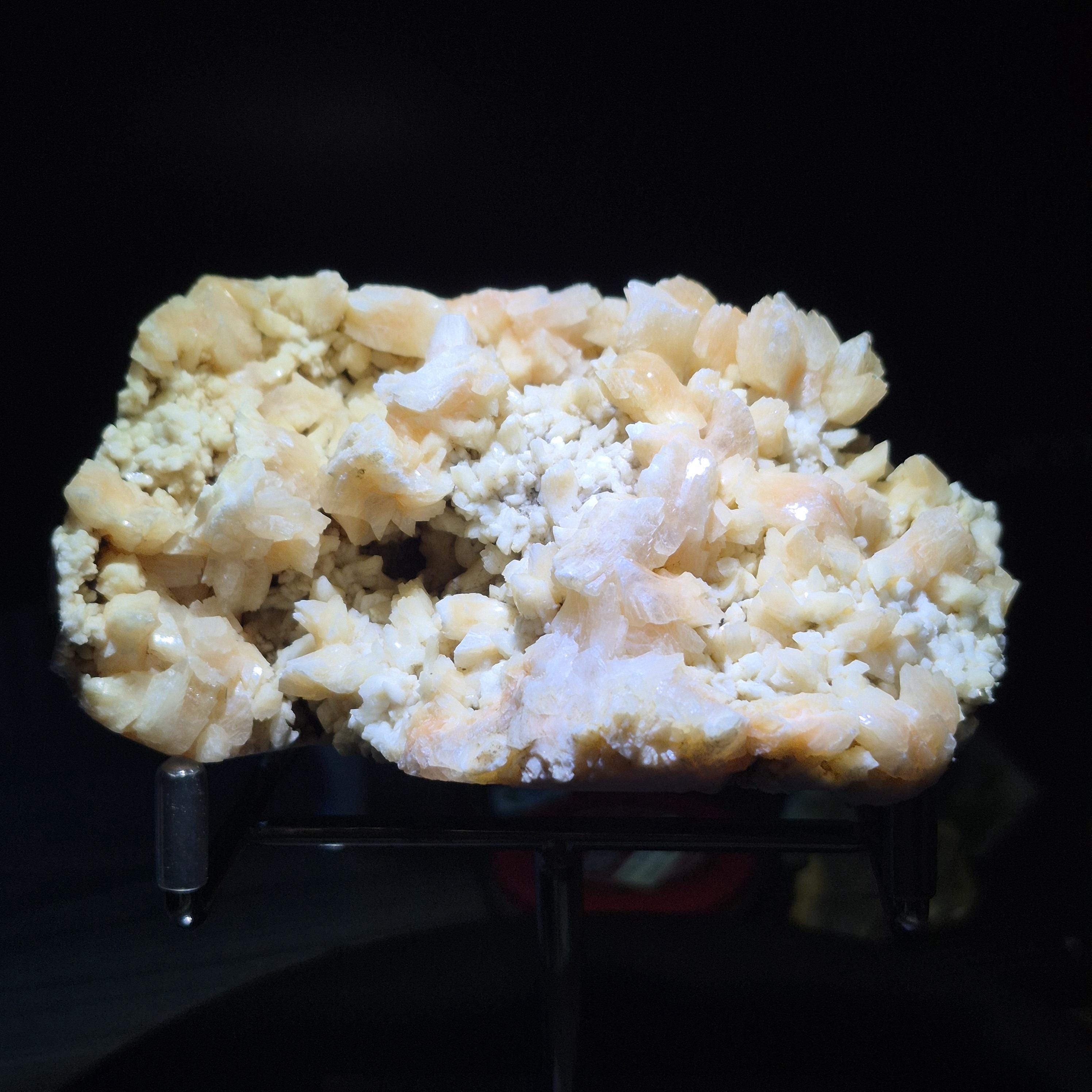 Peach Stilbite Cluster on Basalt – Raw Crystal Specimen for Collectors