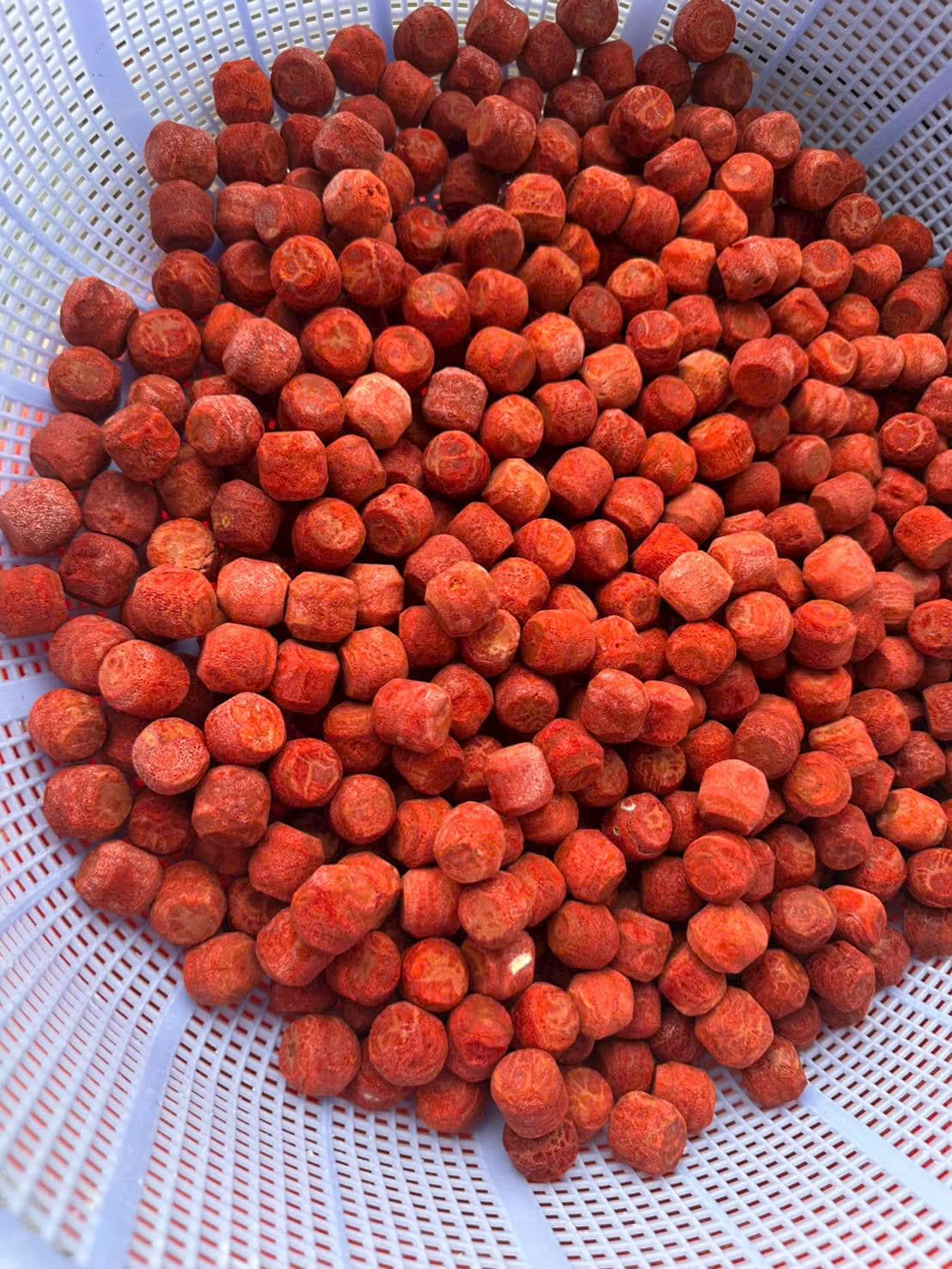 Uncoated Red Coral Mala 108 Beads 8mm, Raw Coral Beads Mala, Handmade Buddhist Rosary