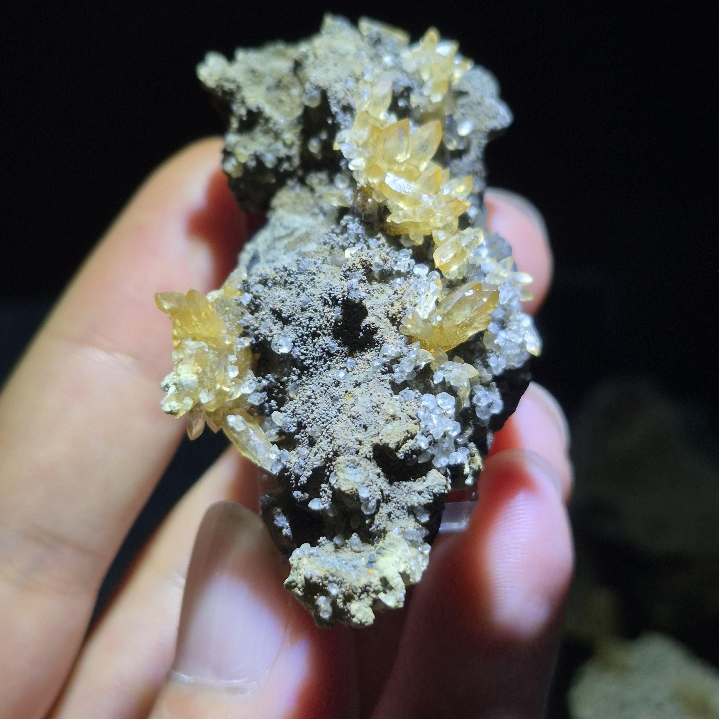 Natural Yellow Calcite Cluster Specimen