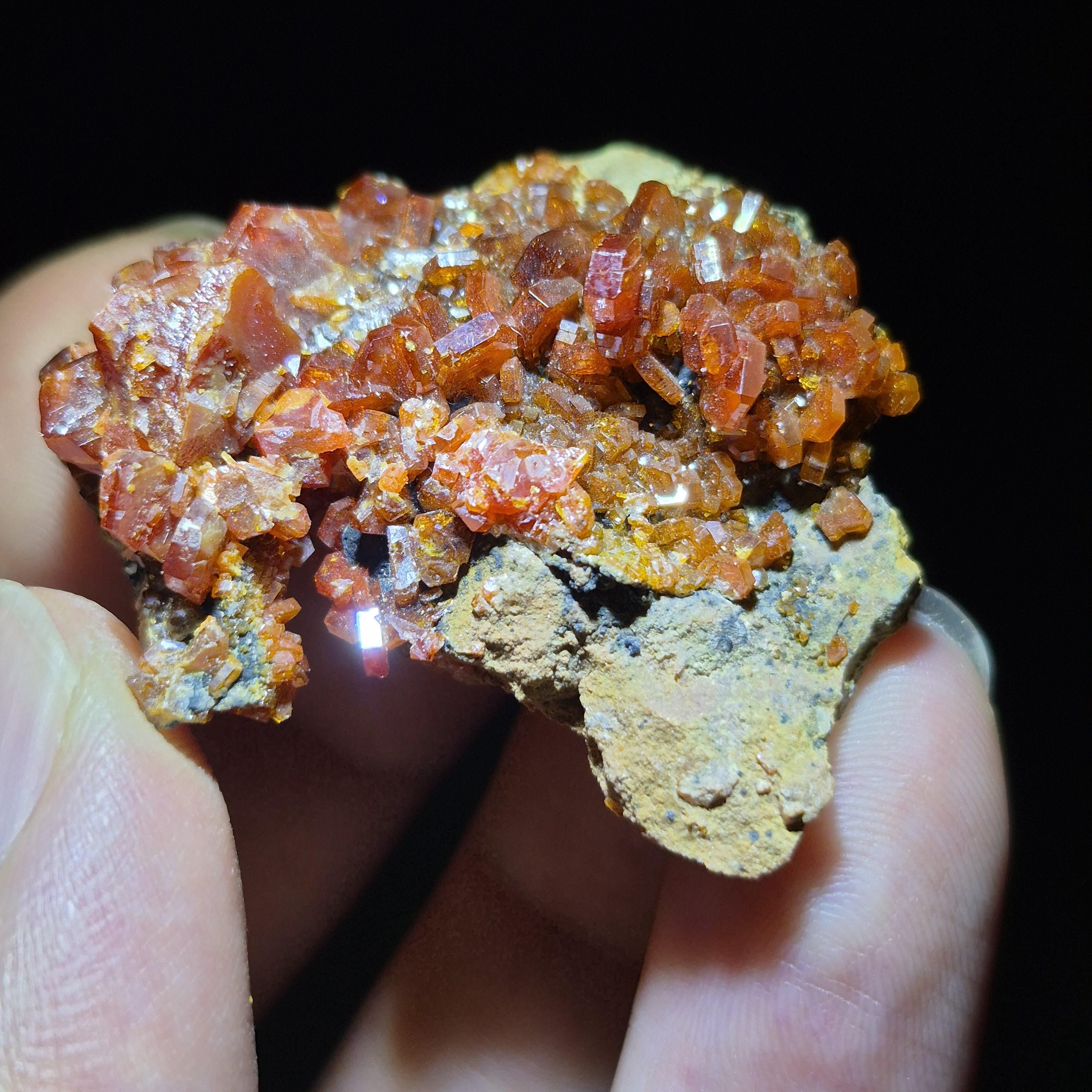 Fiery Vanadinite on Natural Matrix - Red-Orange Crystal Cluster - Nature’s Artwork Mineral Decor Stone