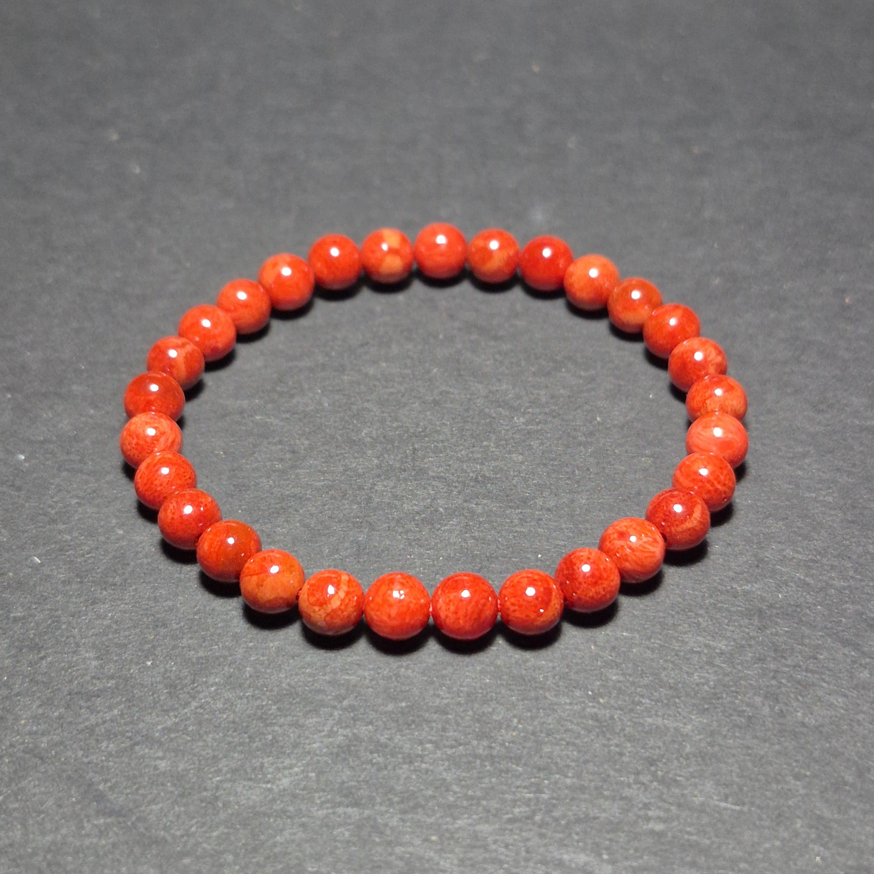 Red Coral Bracelet 6mm Bead, Natural Coral Bracelet for Women, Elegant Handmade Jewelry