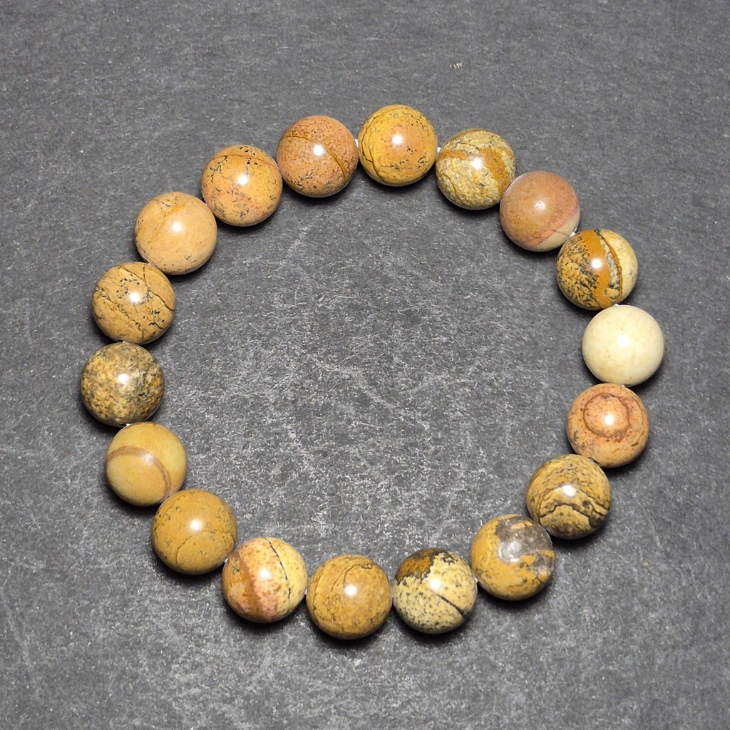 Natural Yellow Jasper Bracelet, Genuine Stone Beads Jewelry,  Handmade Gemstone Energy Bracelet