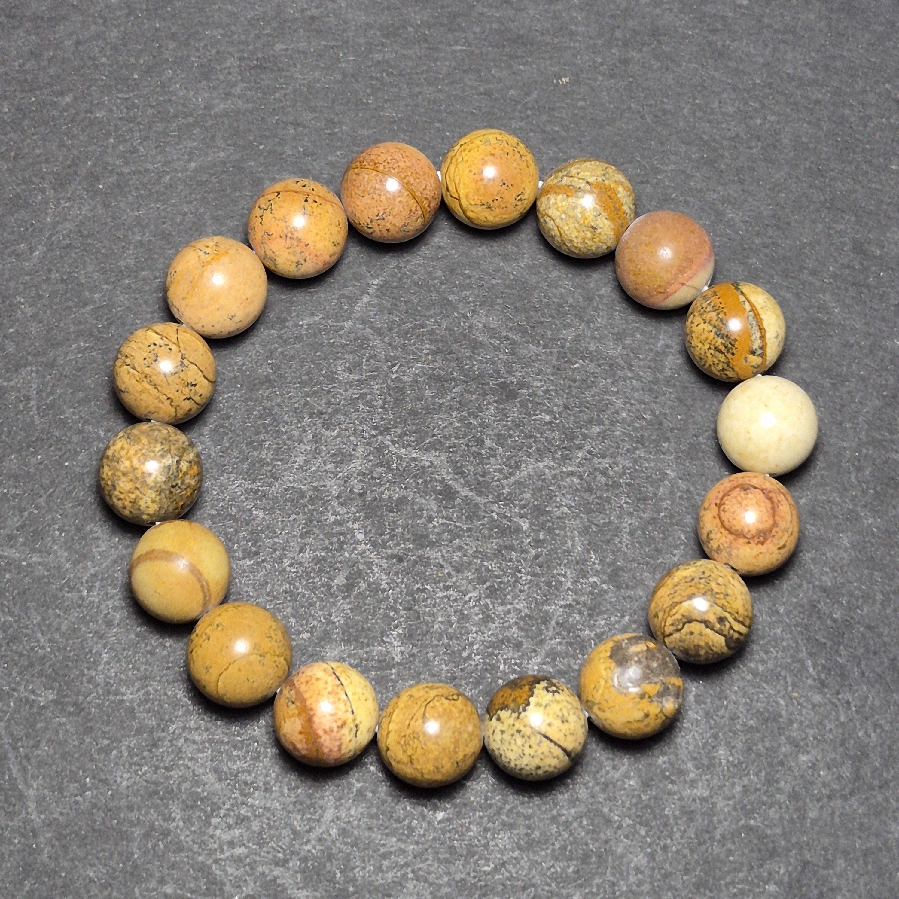 Natural Yellow Jasper Bracelet, Genuine Stone Beads Jewelry,  Handmade Gemstone Energy Bracelet