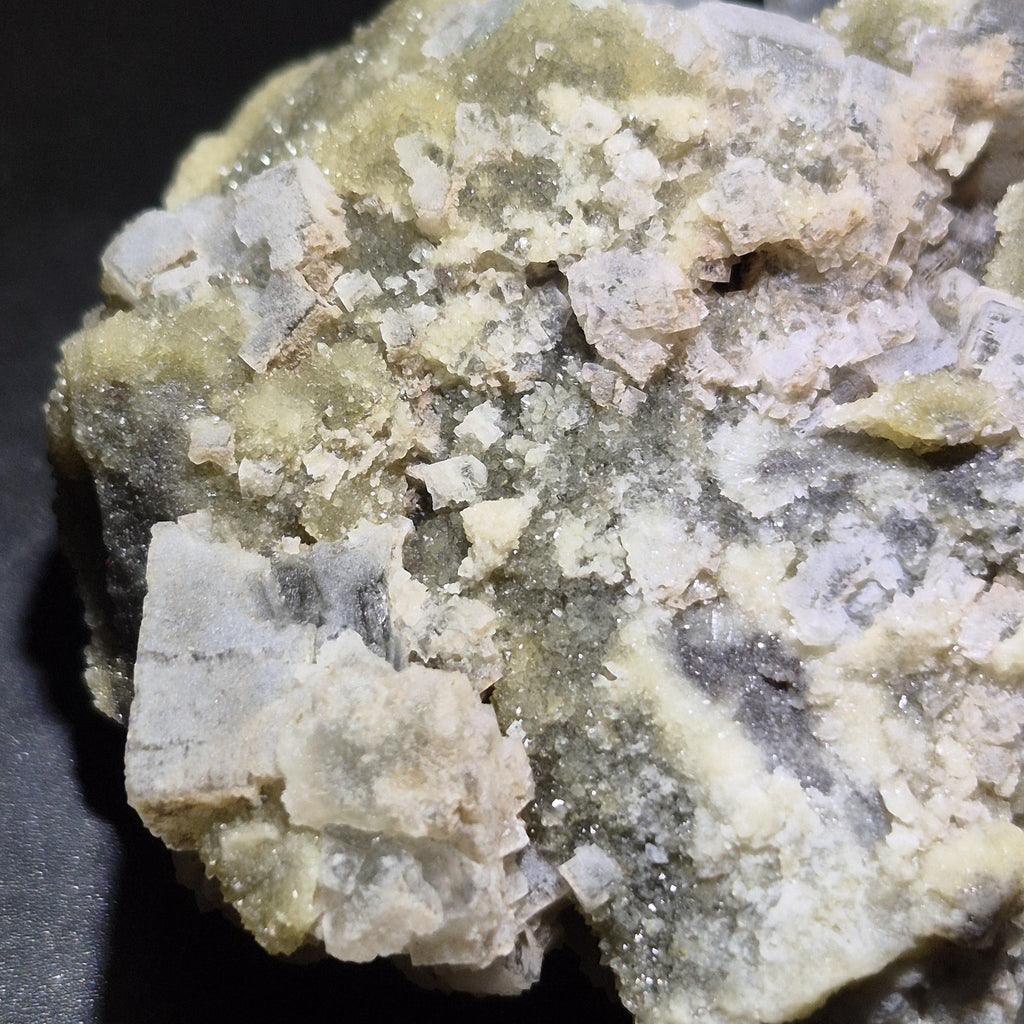 Raw Fluorite on Basalt, Unique Gray Crystal Mineral Display