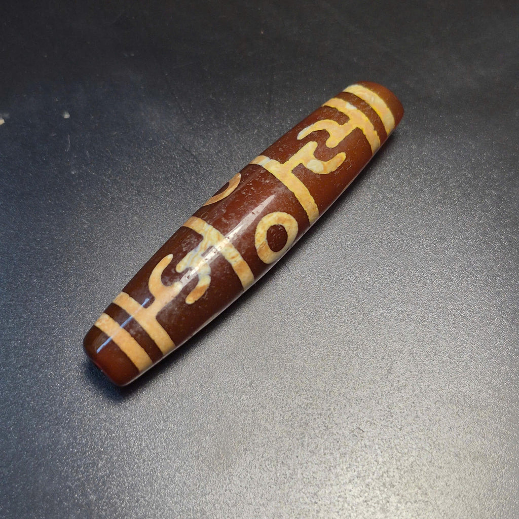 Ancient Red Tibetan Dzi Bead, Dragon Claw Pattern, Spiritual Protection Amulet