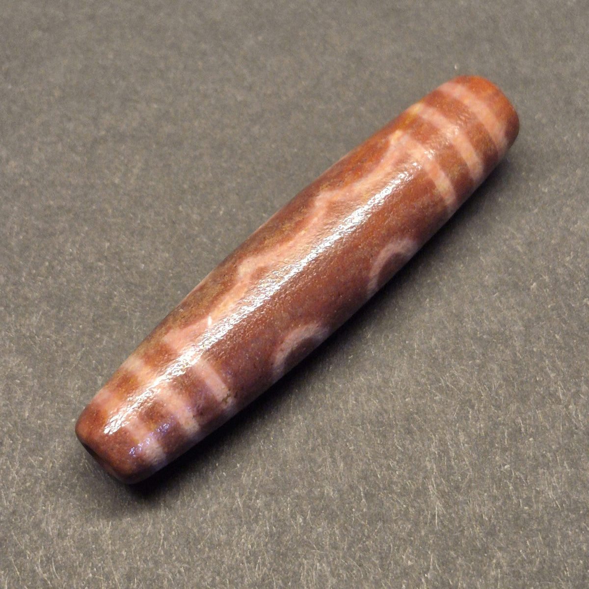Red Five Eye Tibetan Dzi Bead for Wealth and Protection, Aged Dzi with Ancient Patina