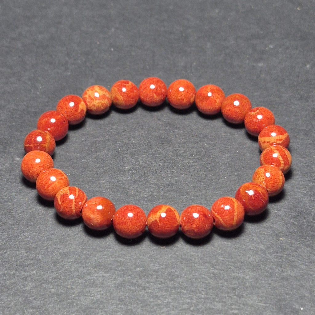 Handmade Red Coral 8mm Beads, Natural Coral Prayer Bracelet, Meaningful Spiritual Gift