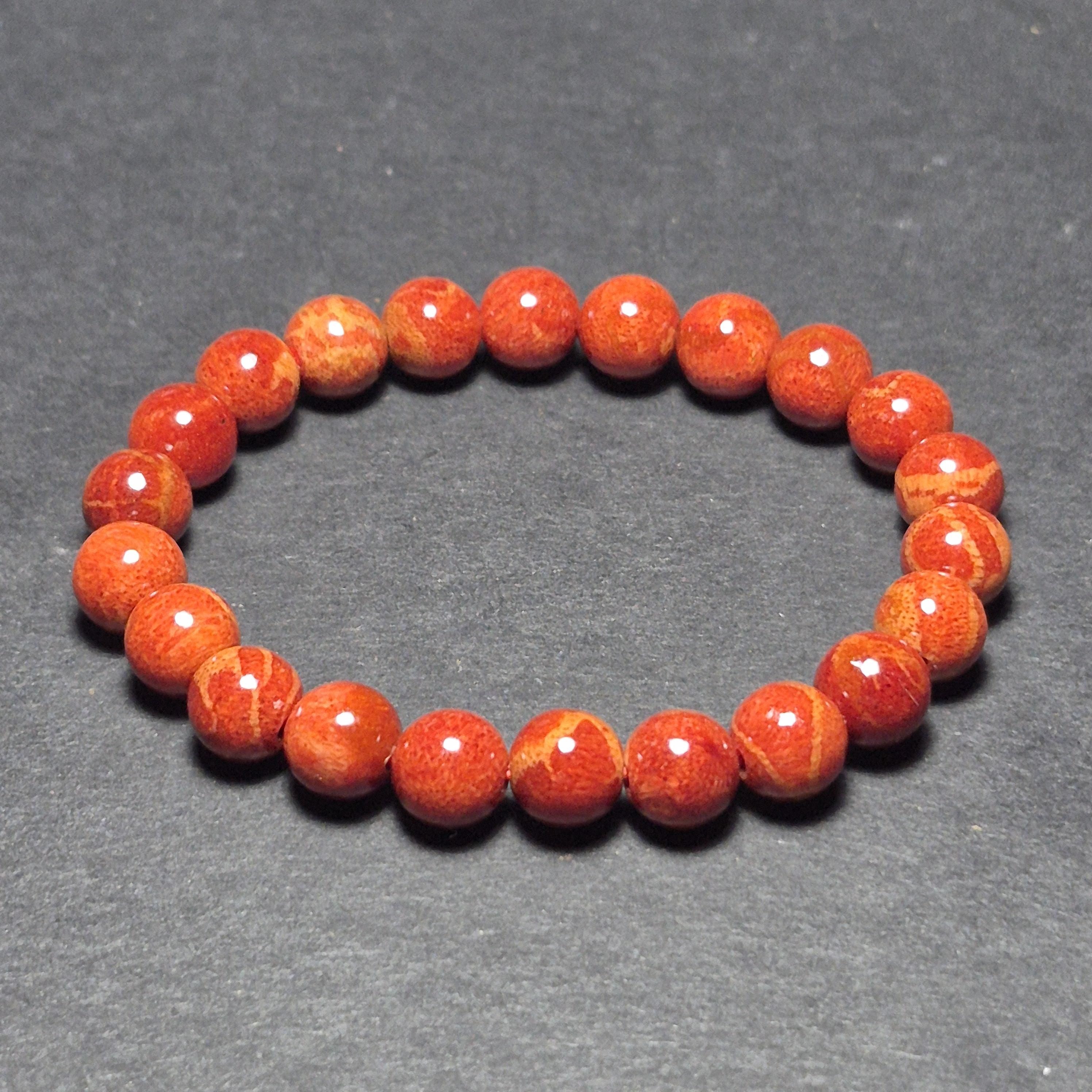 Handmade Red Coral 8mm Beads, Natural Coral Prayer Bracelet, Meaningful Spiritual Gift