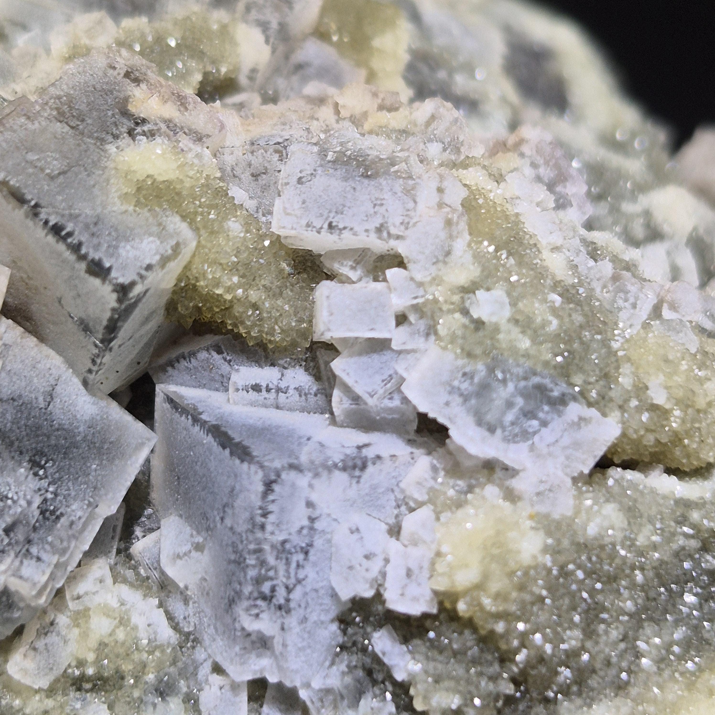 Raw Fluorite on Basalt, Unique Gray Crystal Mineral Display