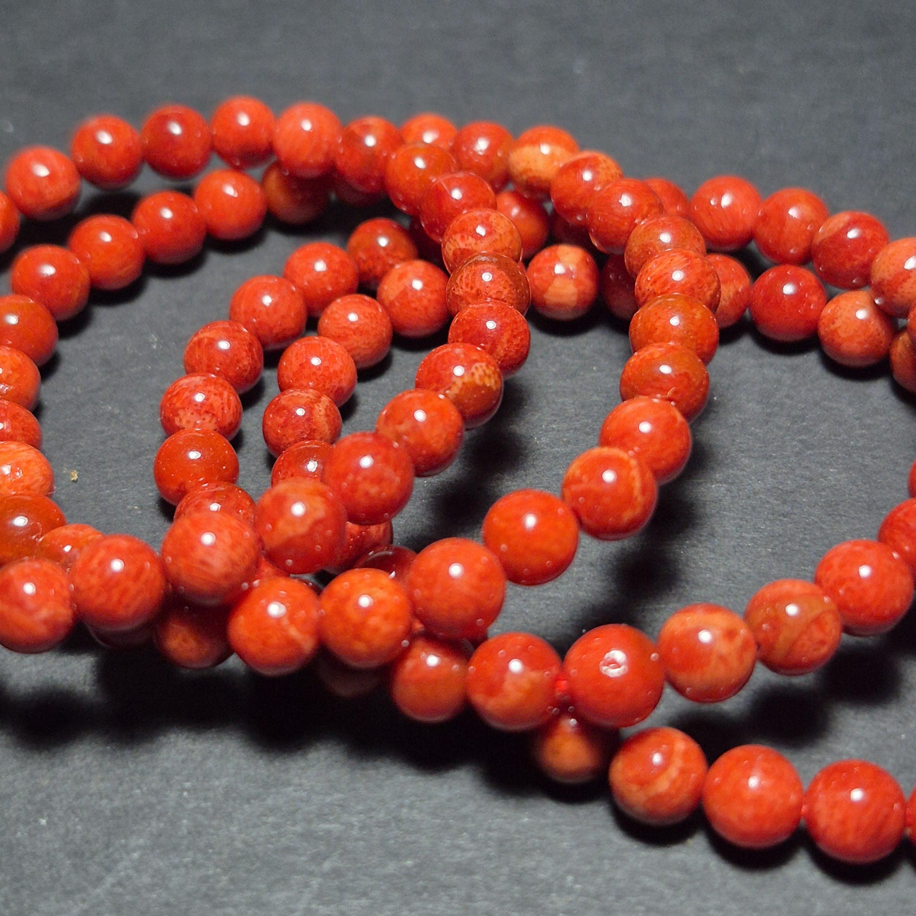 Red Coral Bracelet 6mm Bead, Natural Coral Bracelet for Women, Elegant Handmade Jewelry