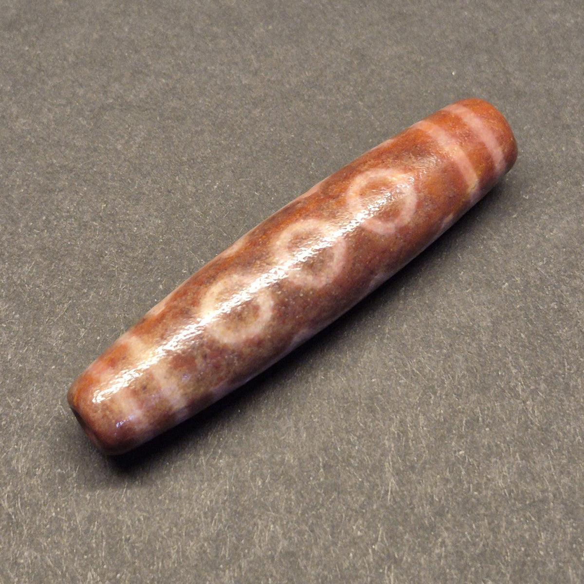 Red Five Eye Tibetan Dzi Bead for Wealth and Protection, Aged Dzi with Ancient Patina
