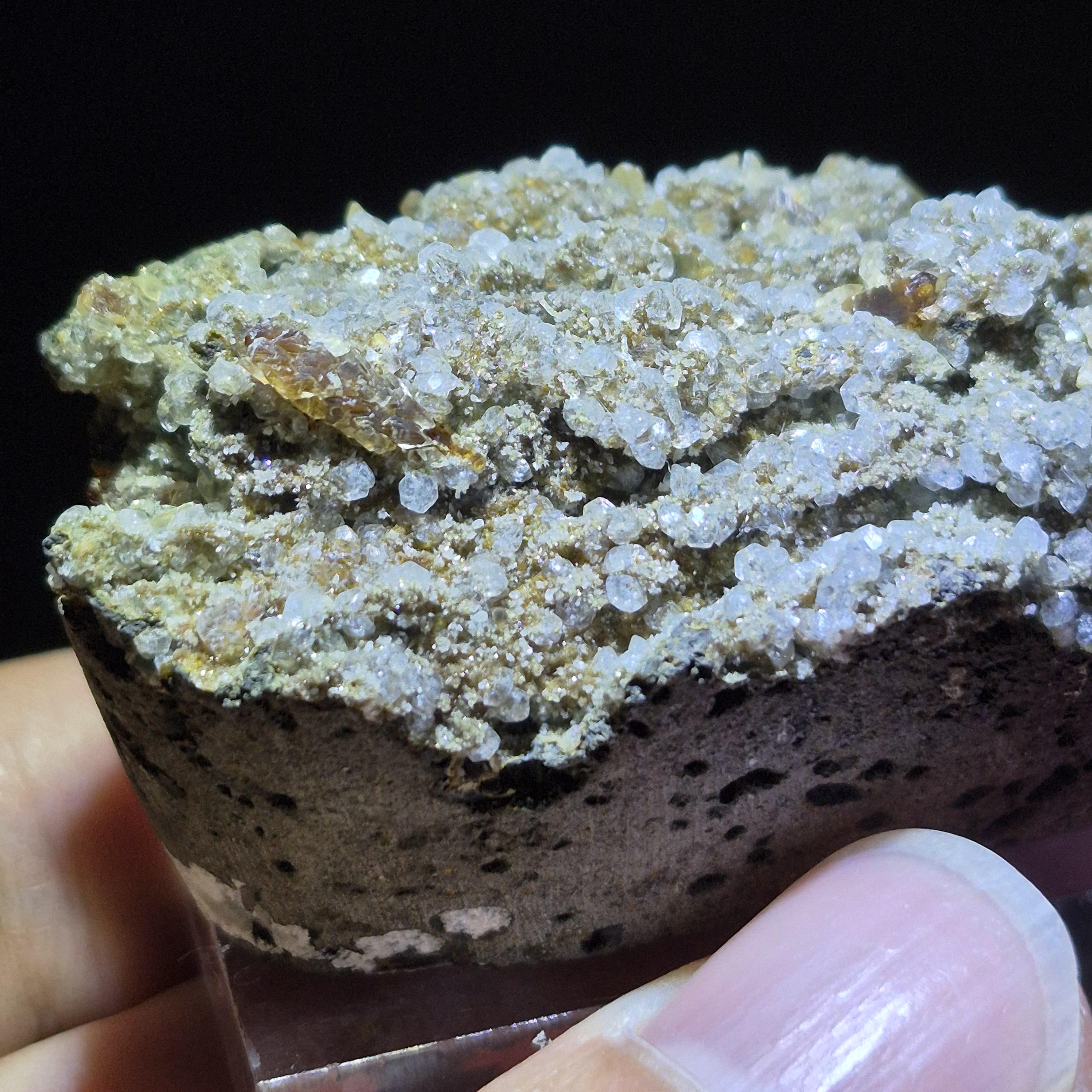 White Calcite Druzy on Matrix - Feng Shui Energy Stone - Sparkling Druzy Specimen