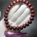Buddha Eye Bodhi Bracelet, Aged Bodhi Seed Prayer Beads, Dark Red Buddhist Hand Mala