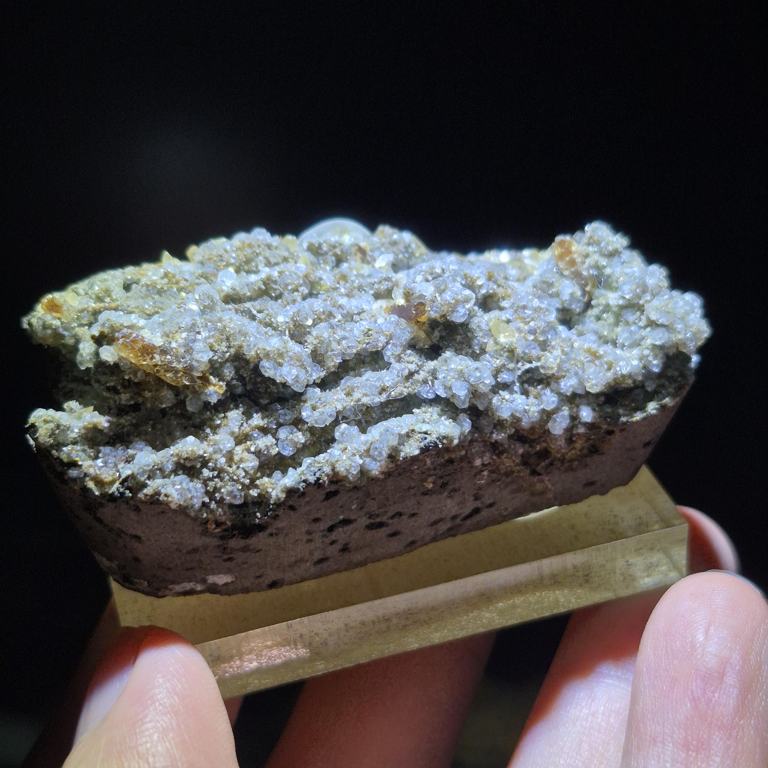 White Calcite Druzy on Matrix - Feng Shui Energy Stone - Sparkling Druzy Specimen