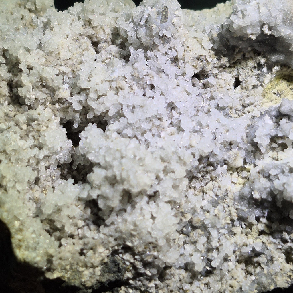 White Druzy Quartz Crystal on Basalt, Natural Ship Mineral Specimen