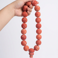 Natural Red Coral Prayer Beads, 18 Bead 20mm Buddhist Mala, Raw Uncoated Coral