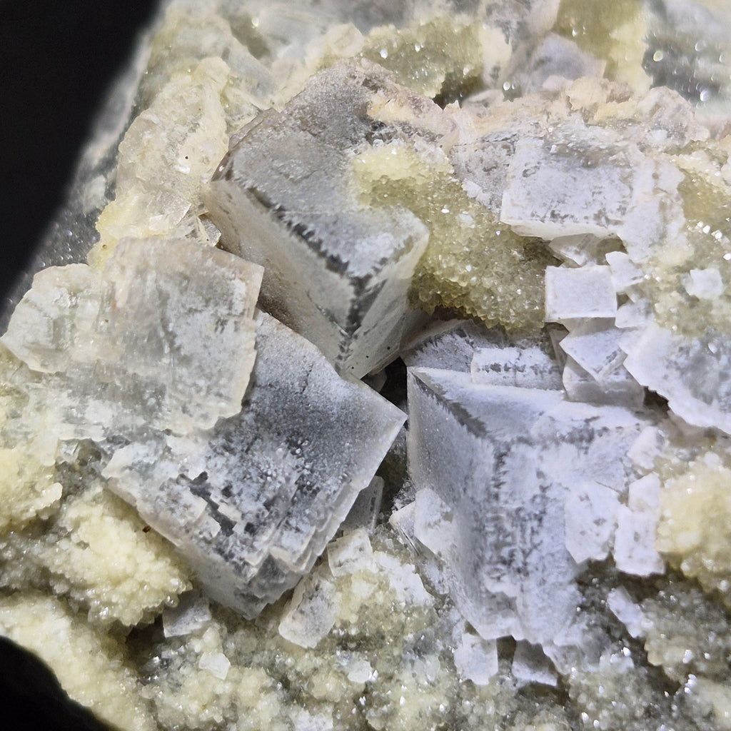 Raw Fluorite on Basalt, Unique Gray Crystal Mineral Display