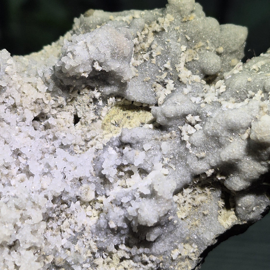 White Druzy Quartz Crystal on Basalt, Natural Ship Mineral Specimen