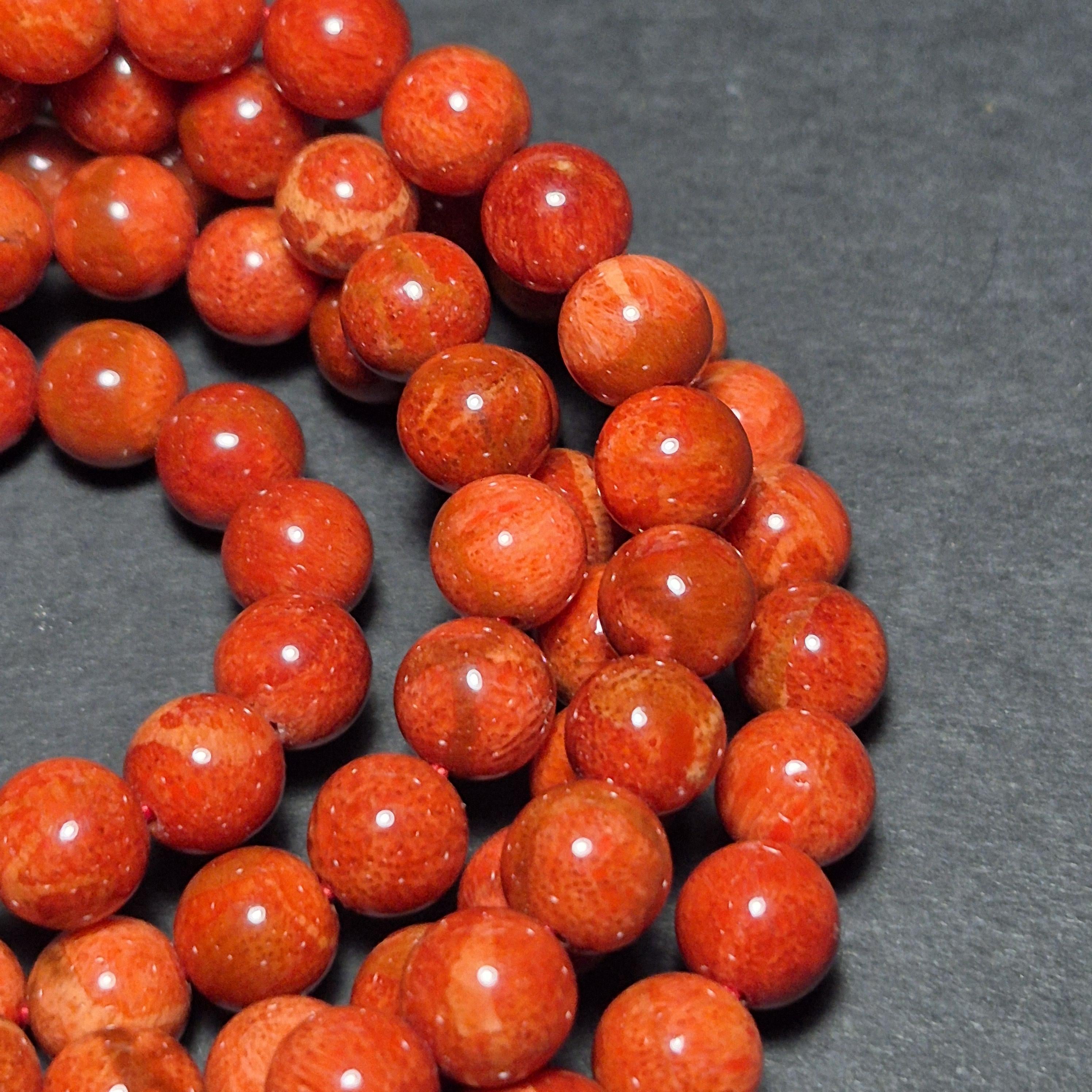 Red Coral Mala 108 Beads 8mm, Natural Coral Prayer Necklace, Buddhist Meditation Jewelry