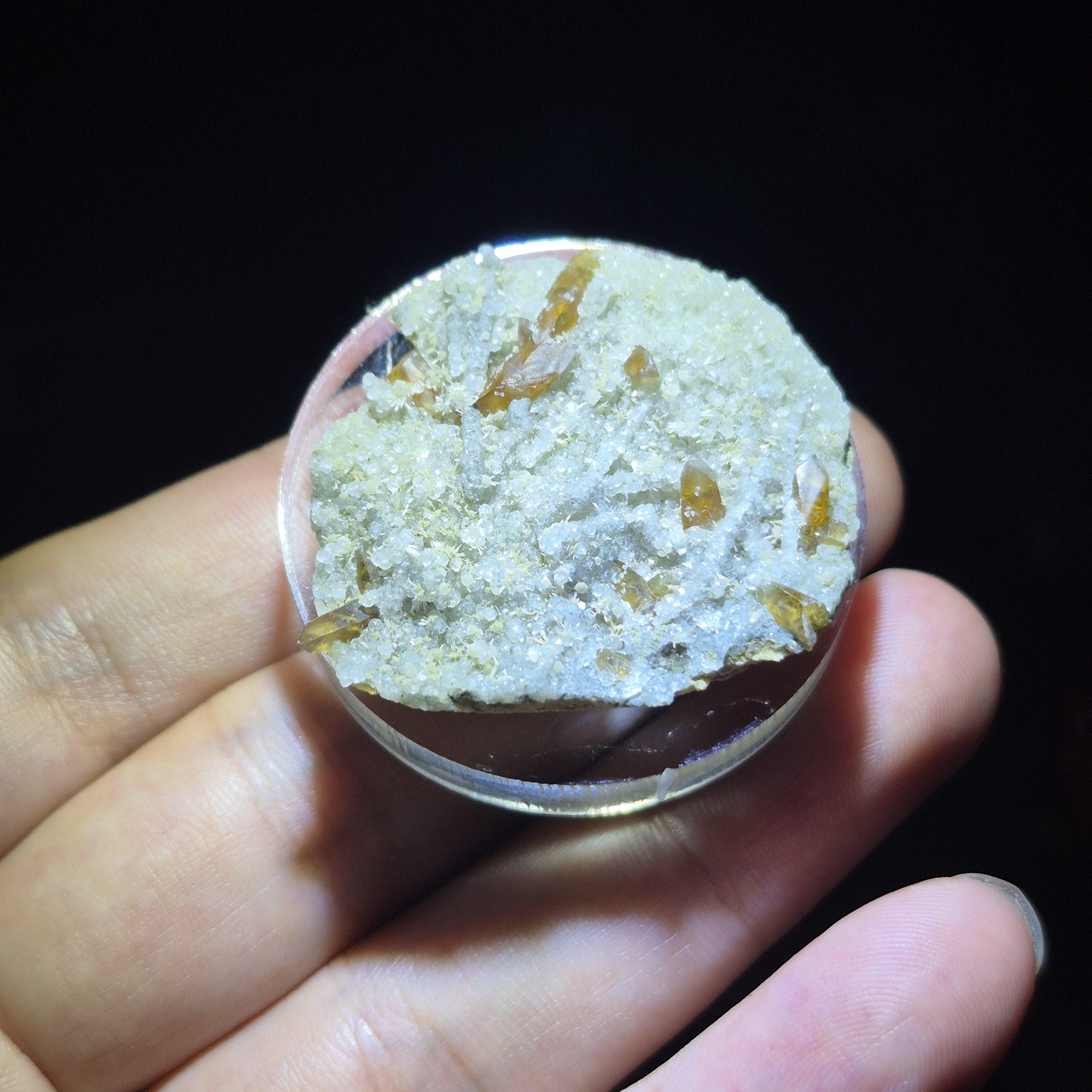 Orange Calcite Cluster, Natural Hexagonal Crystals, Raw Mineral Specimen