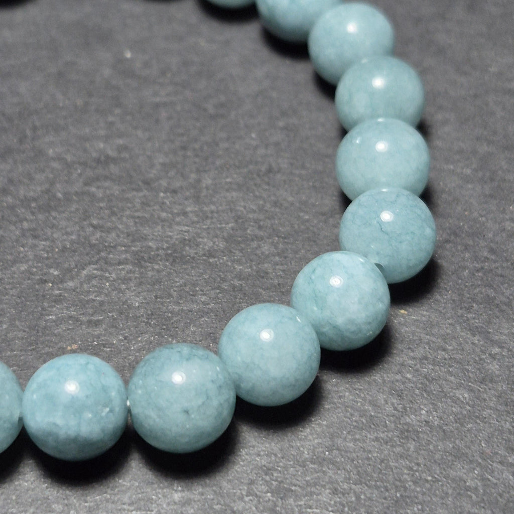 Natural Blue Jade Bracelet, Genuine Gemstone Beads Jewelry