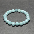 Natural Blue Jade Bracelet, Genuine Gemstone Beads Jewelry